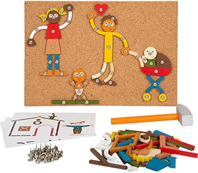 Small Foot Wooden Hammer Game Home and Family with Cork Board and Hammer for Children from 3 Years, 12359 Toys, Multi-Coloured