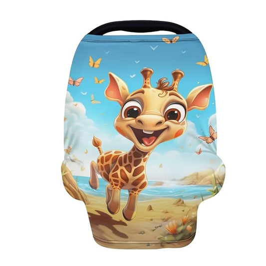HUIACONG Laught Giraffe Baby Nursing Scarf Lightweight Carseat Canopya for Girls Boys Nursing Scarf Soft Stretchy Nursing Poncho Multi Use Baby Car Seat Covers