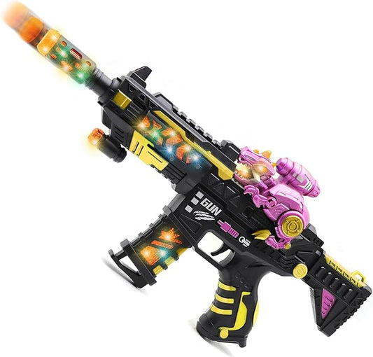 DaoDaoZhu Dinosaur Light Up Toy Gun with Sound Effects, Noise-Making Gun Toys for Kids Indoor/Outdoor Play & Halloween Costume, Birthday Christmas Dinosaur Gifts for 3 4 5 6 7 Year Old Boys Toddlers
