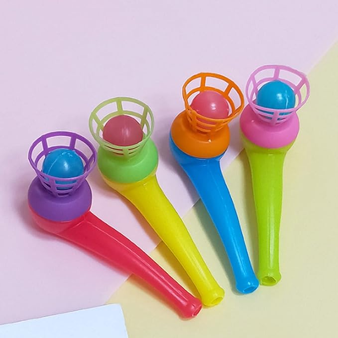 Suspended Blowing Pipe Floating Ball Children Training Floating Blowing Ball Plastic Balls Toy for Kids Floating Blow Pipe Ball