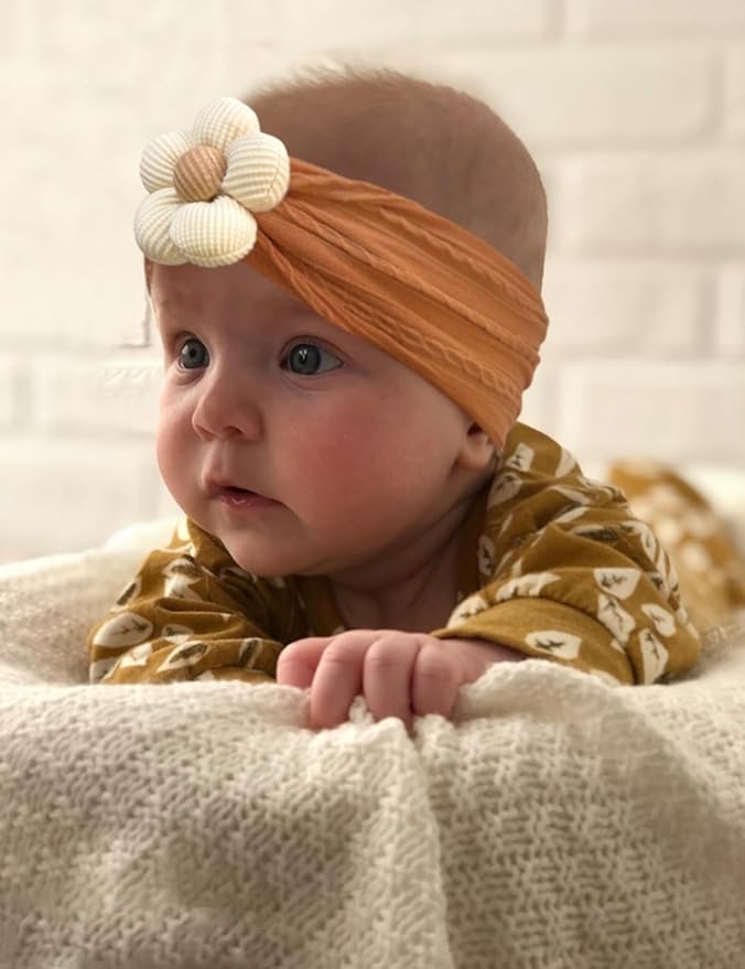 Stretchy Baby Girl Headbands Bows, Infant Headband Bows for Baby Bonnet Newborn Head Wraps Toddler Unisex (03H-16)