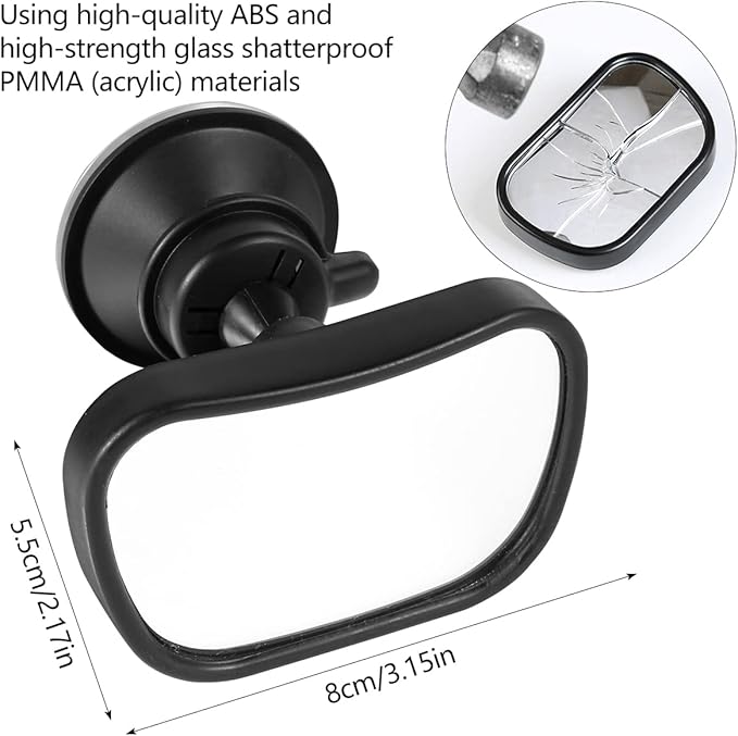 HOTBEST Sanmenxiadongjun Baby Car Mirror Baby Rearview Mirror with Suction Cup & Clip Adjustable Wide View Car Interior Rearview Mirrors for Back Seat Safety Car Seat Mirror for Rear Facing Infant