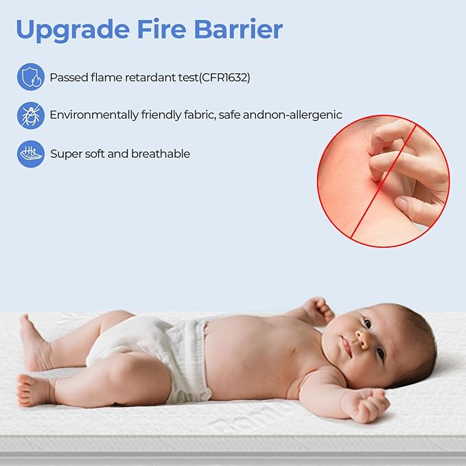 47x23.6 Bedside Crib Mattress: 1.5" Thick Dual Sided Gel Memory Foam Bassinet Mattress Fit for ADOVEL/BabyBond/ELEMARA Bassinet Bedside