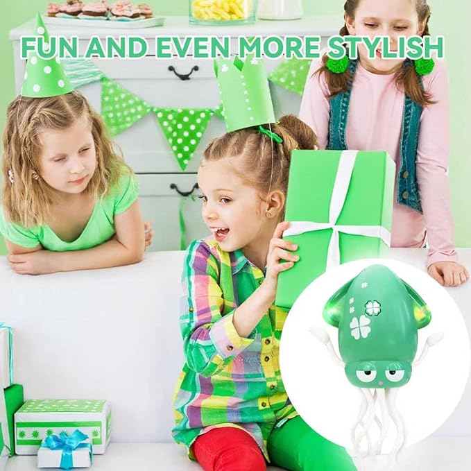 Dancing Octopus Baby Toy – USB Rechargeable Electric Crawling Tummy Time Toy, Magical Musical Squid with LED Lights, Music & Obstacle Avoidance – Birthday Gift for Kids Ages 3Y+ (Green)