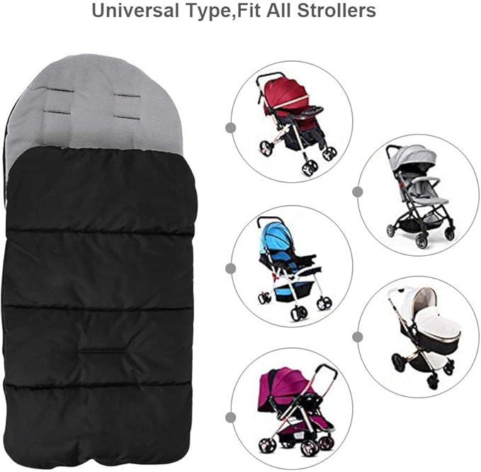 Universal Waterproof Baby Stroller Footmuff, Warm Winter Baby Bunting Stroller Cover with Dual Zipper, 3-Season Toddler Stroller Blanket for Cold Weather, Fit Infants Toddlers, Stroller (Grey)