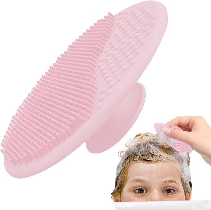 Generic Baby Scalp Brush - Silicone Hair Scrubber & Scalp Massager Comb for Newborns & Babies - Cradle Cap Bath Brush, Pink