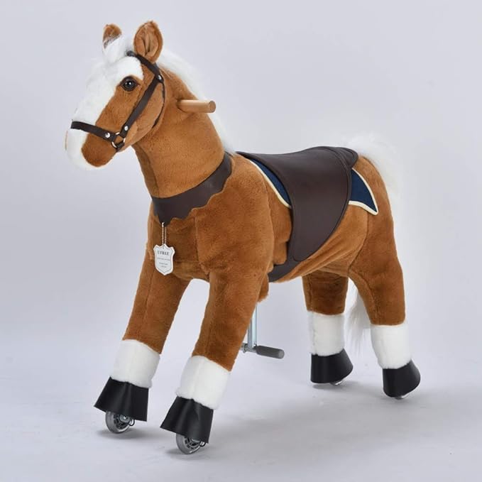 UFREE Horse Best Birthday Gift for Girls. Ride on Walking Horse Toy, Height 36 inch for Children 4 to 9 Years Old, Amazing Birthday Surprise.(White Mane and Tail)