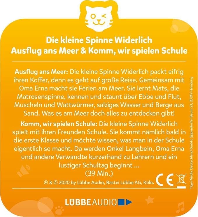 tigermedia tigercard Die Kleine Spinne Widerlich Meer Schule Children's Stories Excursion Car Trips tigerbox Audio Box Boombox Radio Play Audio Book Music