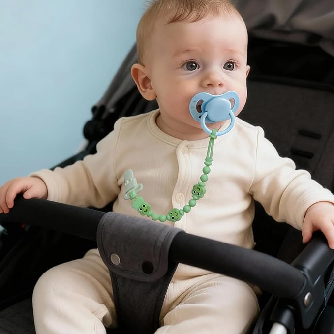 Pacifier Clips 2 Pack, Silicone Baby Pacifier Clips with One Piece Design, Frog Character, BPA Free - CPSIA Certified, Soft Flexible Paci Clip Holder