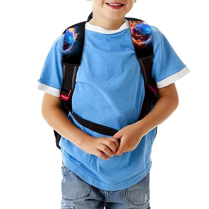 Biyejit Fire Basketball Baby Car Seat Strap Covers Shoulder Pads for Boys Kid, Super Soft Infant Carseat Belt Covers for All Car Seat Stroller