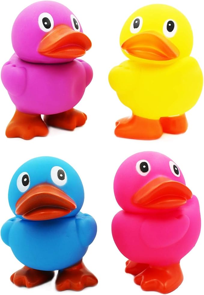The Dreidel Company Jumbo Rubber Duck Toy with Flippers, Giant Rubber Duckies for Kids, Bath, Baby Shower, Birthday, Pool Activity, 6.5" Tall (2-Pack Assorted)
