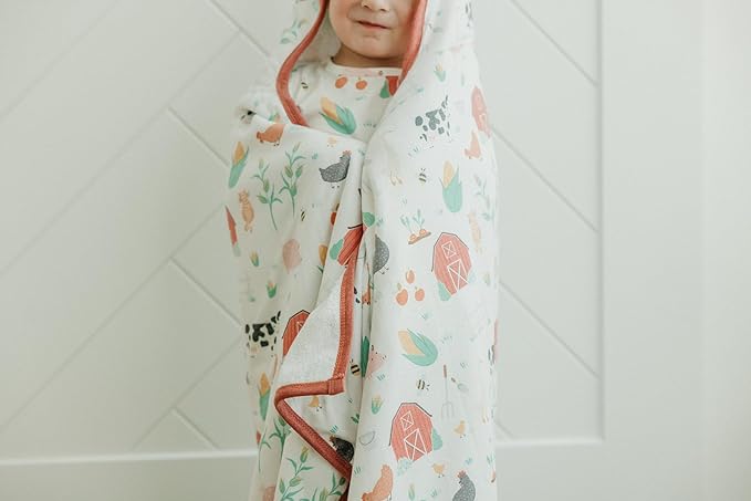 Copper Pearl Hooded Bath Towels Premium Knit/Terry Cloth Toddler Towels with Hood, Pockets, and Cool Designs - Great to Gift and Make Bath Time Fun - Big Kids Hooded Towel, Farmstead