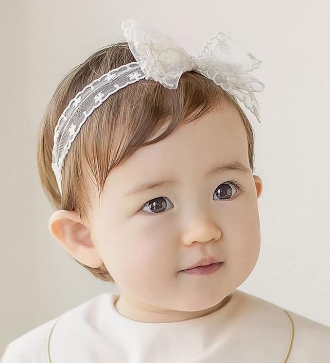 Lace Flower Bow-knot Baby Girls Headband Birthday Infant Wrap Elastic Baby Turban Hairband for Newborn Infant Toddler Kids (Style 9)