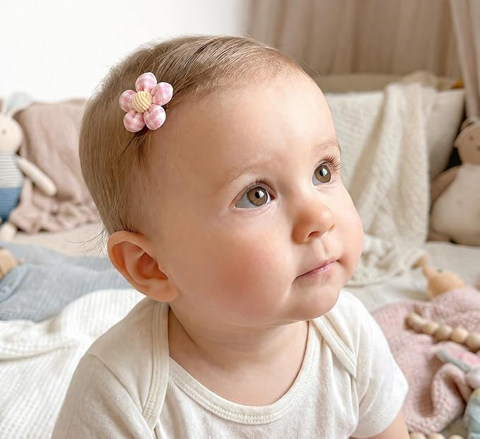 Baby Girl Hair Clips Non Slip for Thin to Thick Hair - No Damage Soft Barrettes for Newborn Infant Toddler - Cute Cartoon Hair Accessories Set (Pink)
