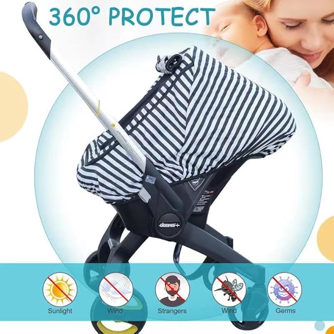 Car Seat Covers for Babies,Baby Car Seat Cover for Boys Girls,Windproof Infant Carseat Cover,Kick-Proof Car Seat Canopy with Breathable Mesh Peep Window,(Black)
