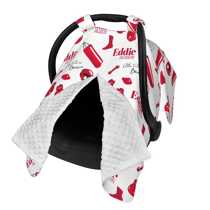 Personalized Baby Car Seat Canopy for Babies, Custom Name Baby Car Seats Covers for Boys Girls, Opening Minky Nursing Breastfeeding Cover for Infant Newborn, Carseat Canopies (Future Fighters)