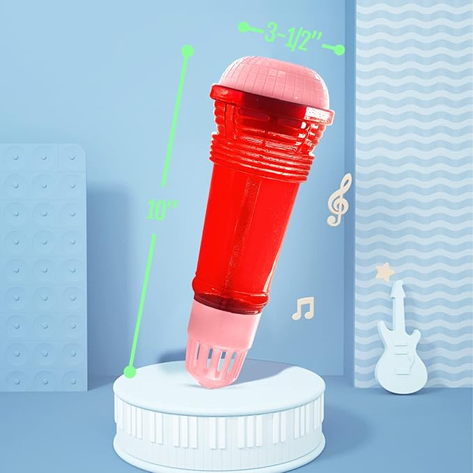 Novelty Place Echo Mic for Kids and Toddlers - Battery-Free Magic Karaoke Microphone Voice Amplifying Retro Toy for Singing, Speech & Communication Therapy - 10" (Red & Pink)