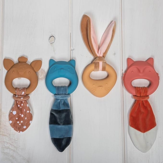 Mary Meyer Teething Toys Leika Silicone Baby Teether for Babies 0-12 Months, 9-Inches, Little Raccoon