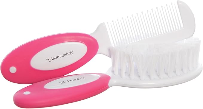 Dreambaby Deluxe Super Soft Bristles Brush and Comb Set - with Easy-Grip Toddler Size Handle - Pink - Model L328