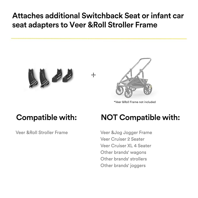 Veer Switchback Second Seat Adapter Kit | Easily Add an Additional Switchback Seat, Bassinet, or Infant Car Seat (with Adapters Sold Separately) to The &Roll Stroller Frame