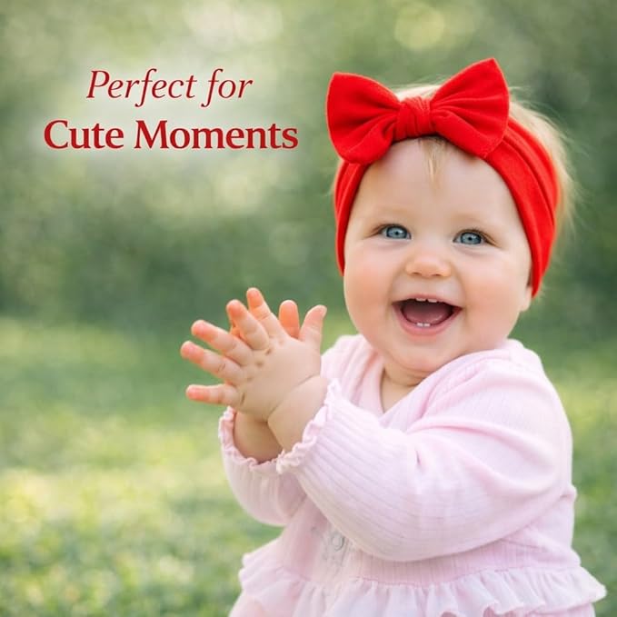 Baby Girl Headbands 0–6 Months – Newborn Infant Soft Cotton Handmade Bow Headband, Stretchy No Mark Baby Hair Accessories (Red, 0-6 Month)