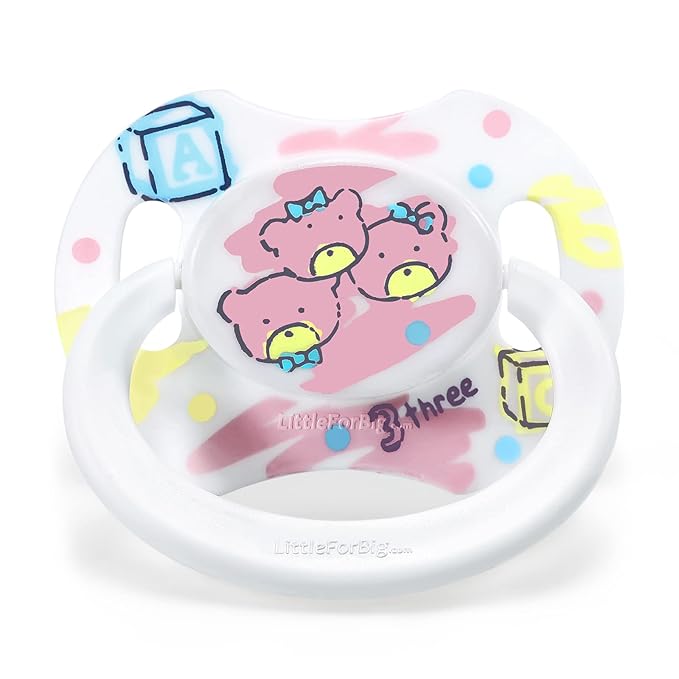 LittleForBig Bigshield Generation-II Adult Sized Pacifier White Vintage Bear Pattern