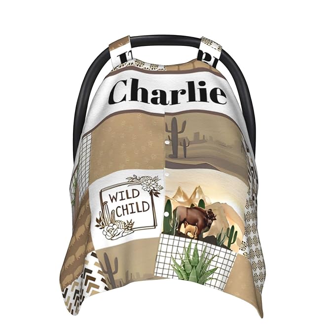 Personalized Baby Car Seat Canopy for Babies with Name, Custom Car Seat Covers for Boys Girls, Infant Opening Minky Nursing Breastfeeding Stroller Cover Carseat Canopies for Newborn (Hunting Theme)