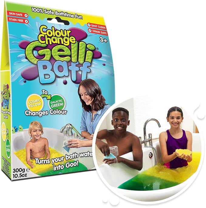Zimpli Kids Colour Change Gelli Baff Yellow to Green from, Turns Water into Thick, Colourful goo, Early Years Educational Children’s Toy, Vegan Friendly & Cruelty for Child