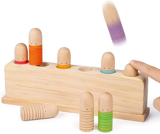 ALLABC Baby Pop Up Doll Cause and Effect Toys for Kids Ages 3-5 Preschool Games Wooden Montessori Toys for Toddlers 1-2-3