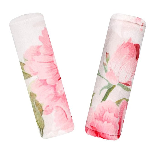 Car Seat Strap Pads for Baby Kids, HNHUAMING Ultra Soft Carseat Straps Shoulder Covers, 2 Pack Infant Seat Belt Cover Pad for Baby Car Seats/Strollers/High Chair/Pushchair, Pink Floral