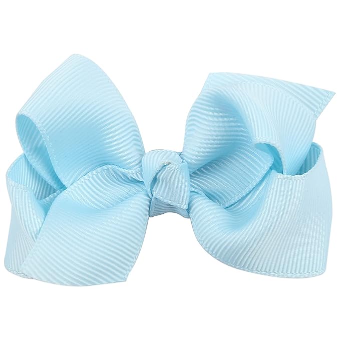 3 Inch Baby Girl Hair Bows Boutique Hair Clip Teens Toddlers Hairpin Headwear - Set of 2 (Light Blue)