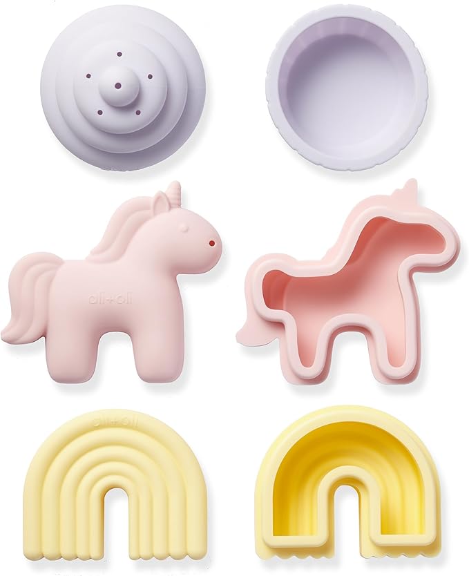 Ali+Oli Squirt Silicone Bath Toys (3pc) Unicorn Set | BPA-Free Food-Grade Silicone, Easy to Clean, Dishwasher Safe for Toddlers, Phthalate-Free