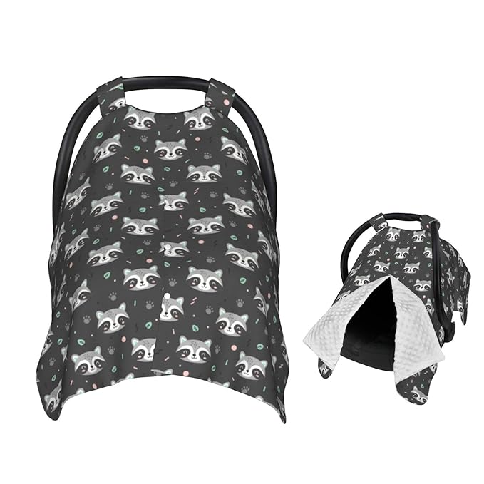 Cartoon Raccoon Baby Car Seat Canopy Nursing Cover for Newborn Car Seat Breastfeeding Covers Blanket Newborn Shower Gift