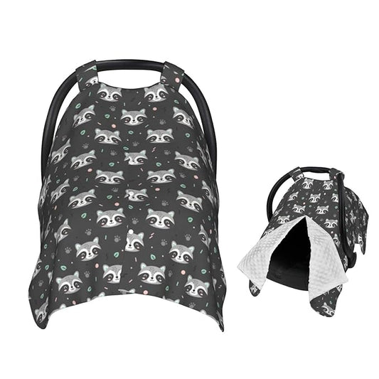 Cartoon Raccoon Baby Car Seat Canopy Nursing Cover for Newborn Car Seat Breastfeeding Covers Blanket Newborn Shower Gift