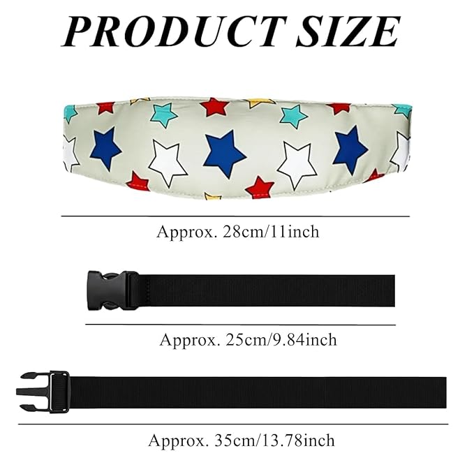 3PCS Head Support Band for Stroller Car Seat Adjustable Neck Relief Strap Headrest for Sleeping Traveling Slumber Positioner for Toddler Kids Child Baby Infant(Grey-Star,Fish Bone,Wave)