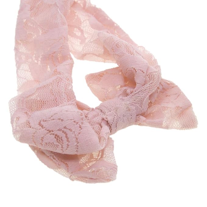 Qiansail Baby Girls Lace Bow Headband Elastics Bow Knot Hairband Headwrap for Newborn Infant Toddlers Kids (Pink)
