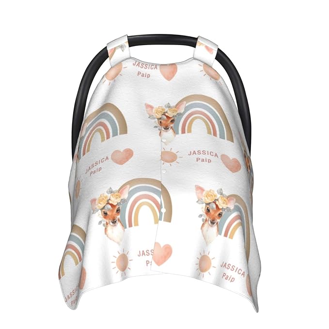 Personalized Baby Name Car Seat Covers for Girls,Nursing Custom Carseat Canopy for Babies Boy Winter Breastfeeding Cover Car Seat Canopies for Newborn Infant Toddler