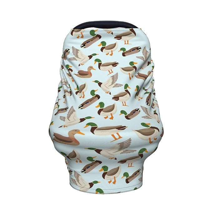 Cute Mallard Duck Baby Stuff Car Seat Covers Baby Multi-Use Car Seat Canopy Carrier Cover, Breathable Breastfeeding Cover Boys & Girls