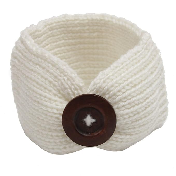 QandSweet Baby Turban Head Wrap Headbands Girl Knitting Button Hairbands