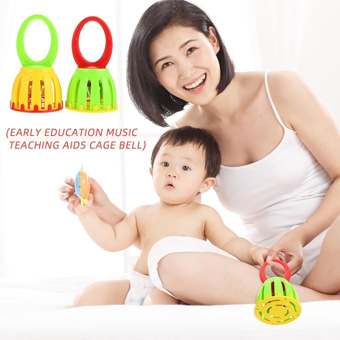 Handheld Jingle Ring Sleigh Bells: 2Pcs Cartoon Handbell Party Rattle Kids Bell Rattle Luminous Handbell Musical Instrument
