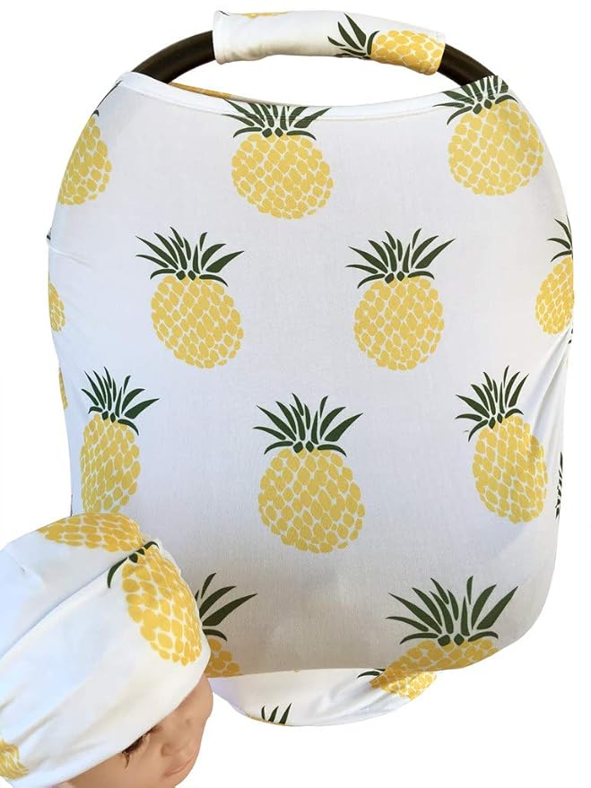 9pc Unisex Baby Ultimate Set of Infant Car Seat Cover Canopy Headrest Blanket Hat Nursing Scarf, 25JE12
