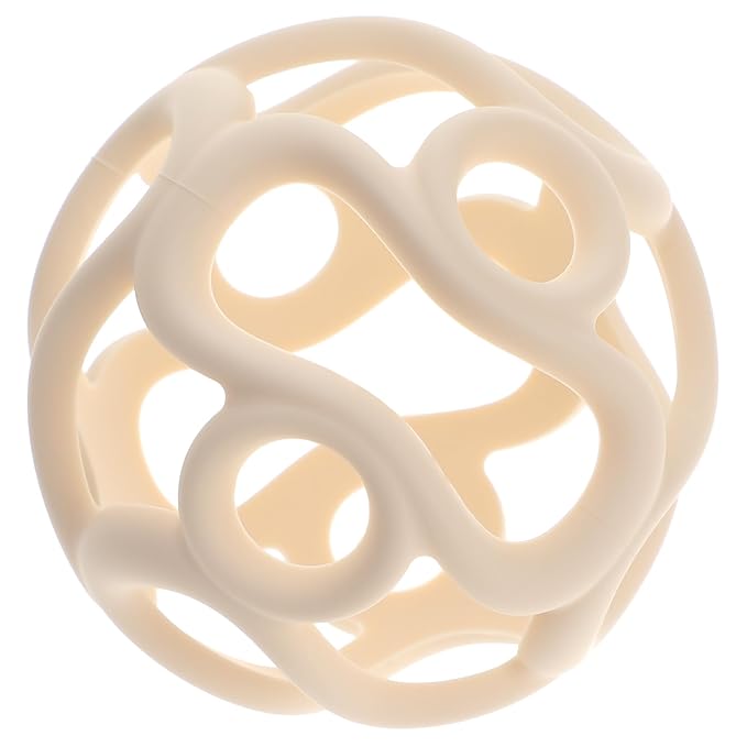 Silicone Teething Ball Toy, Tactile Sensory Ball Toy for Babies, Easy to Hold Design, Stretchy, Squisly, Soft (Milky White)