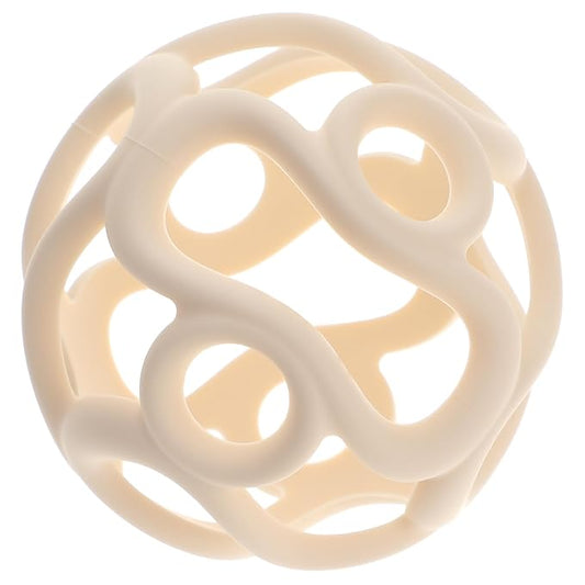 Silicone Teething Ball Toy, Tactile Sensory Ball Toy for Babies, Easy to Hold Design, Stretchy, Squisly, Soft (Milky White)