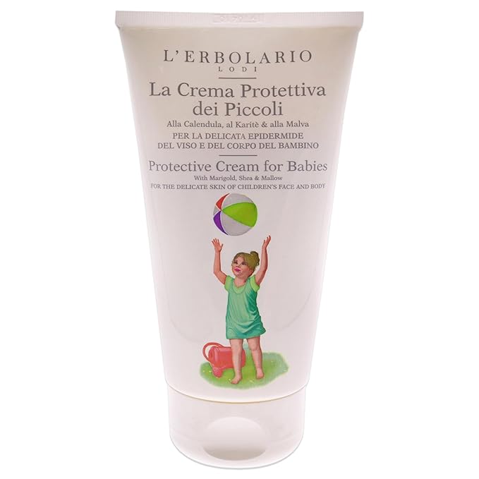 L'Erbolario Protective Cream For Babies - Rich In Vitamins And Plant-Derived Emollients - With Marigold, Shea And Mallow - Nourish, Soften And Keep Your Child’s Sensitive Skin Supple - 5.07 Oz