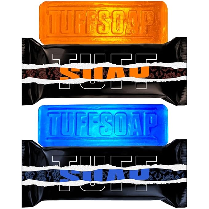 2PACK(ORANGE, BLUE)– 4-in-1 Men’s Fragrance Soap Bar 5.5 oz – Natural All-in-One Bar for Body, Face, Hair & Shaving – Long-Lasting & Sulfate-Free