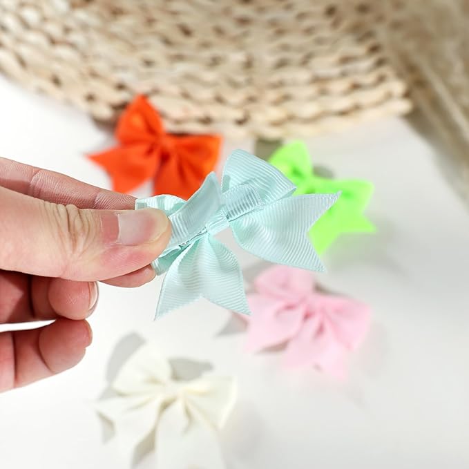 48PCS 2inch Hair Clips, OAOLEER Fully Lined Bows Hair Pins Tiny Alligator Clips for Girls Infants Toddlers 24 Colors in Pairs (Style A-48pcs)