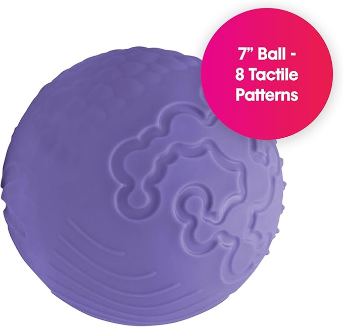 Edushape Texture-iffic Sensory Ball for Baby - 7" Baby Ball that Helps Enhance Gross Motor Skills for Kids - Toddler Ball with 8 Sections of Different Tactile Patterns