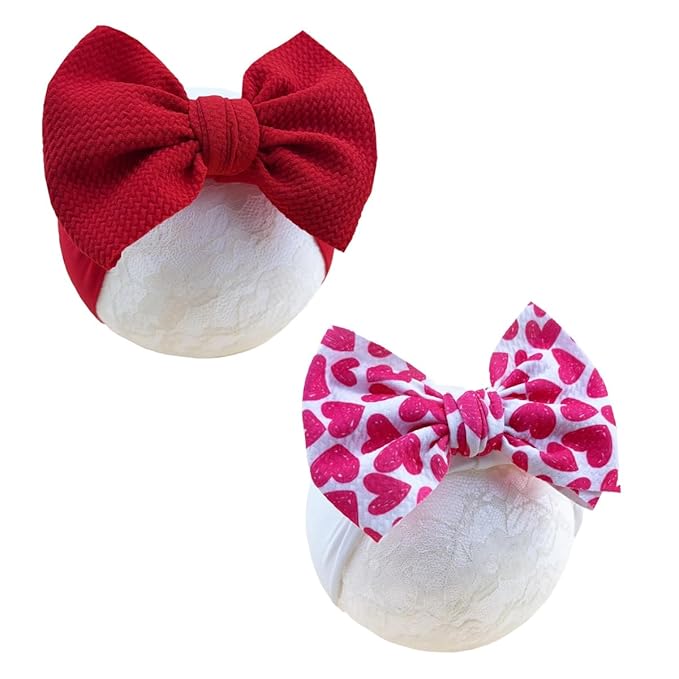 Baby Nylon Headbands Valentine's Day Baby Bows Stretchy Red Headbands for Newborns Infant Cute Hair Accessories (Y15, FZ)