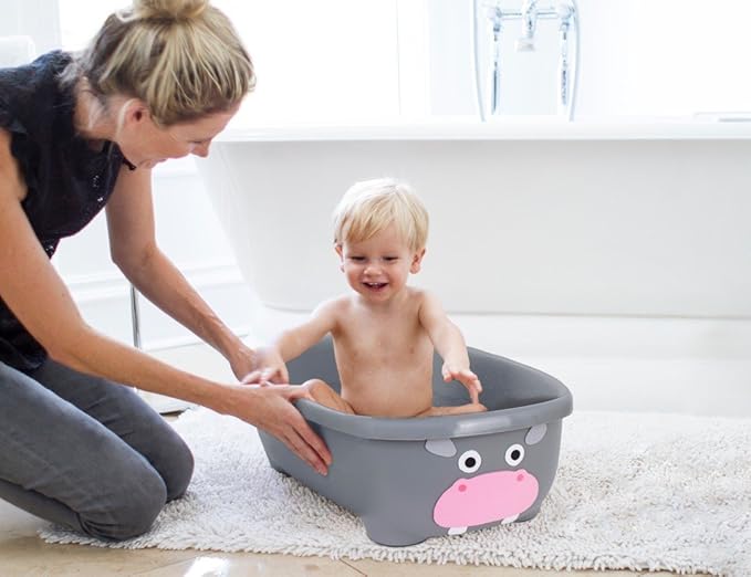 Prince Lionheart TUBIMAL Infant and Toddler Bath Tub - PIG | Tub Becomes a Storage Bin | Include a Stackable Lid and Infant Mesh Hammock | Innovative Outside Drain Plug | Perfect Bin for Toy Storage
