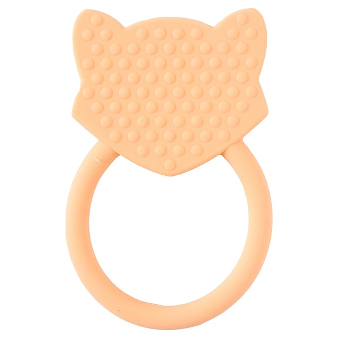 C.R. Gibson 100% Food Grade Silicone Fox Baby Teether for Infants, 2.75" x 4.25", Multicolor